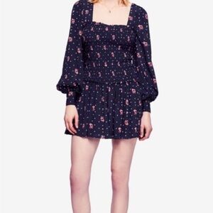 Free People Smocked Floral Mini Dress